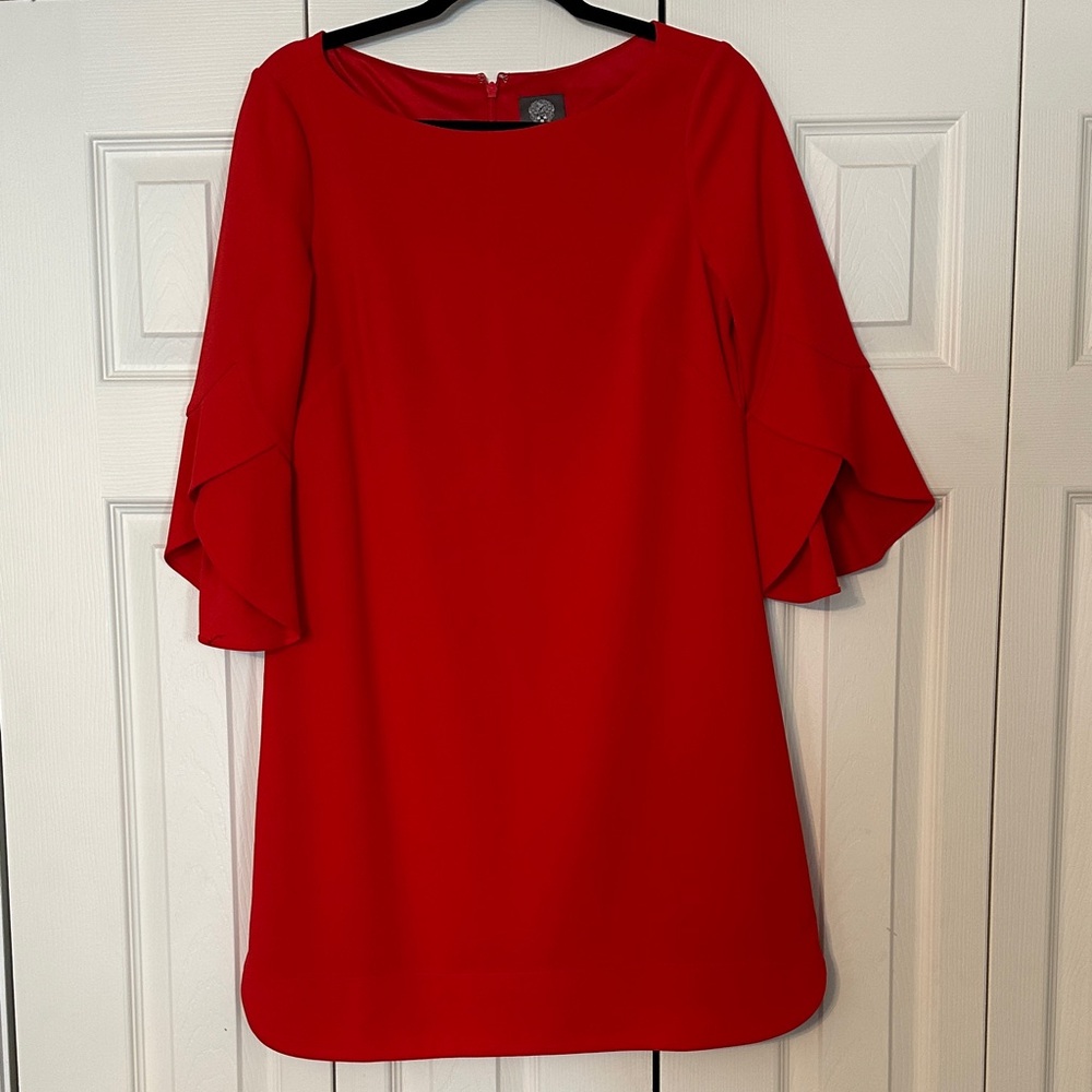 Vince Camuto Red Flutter Sleeve Dress - Picture 1 of 5